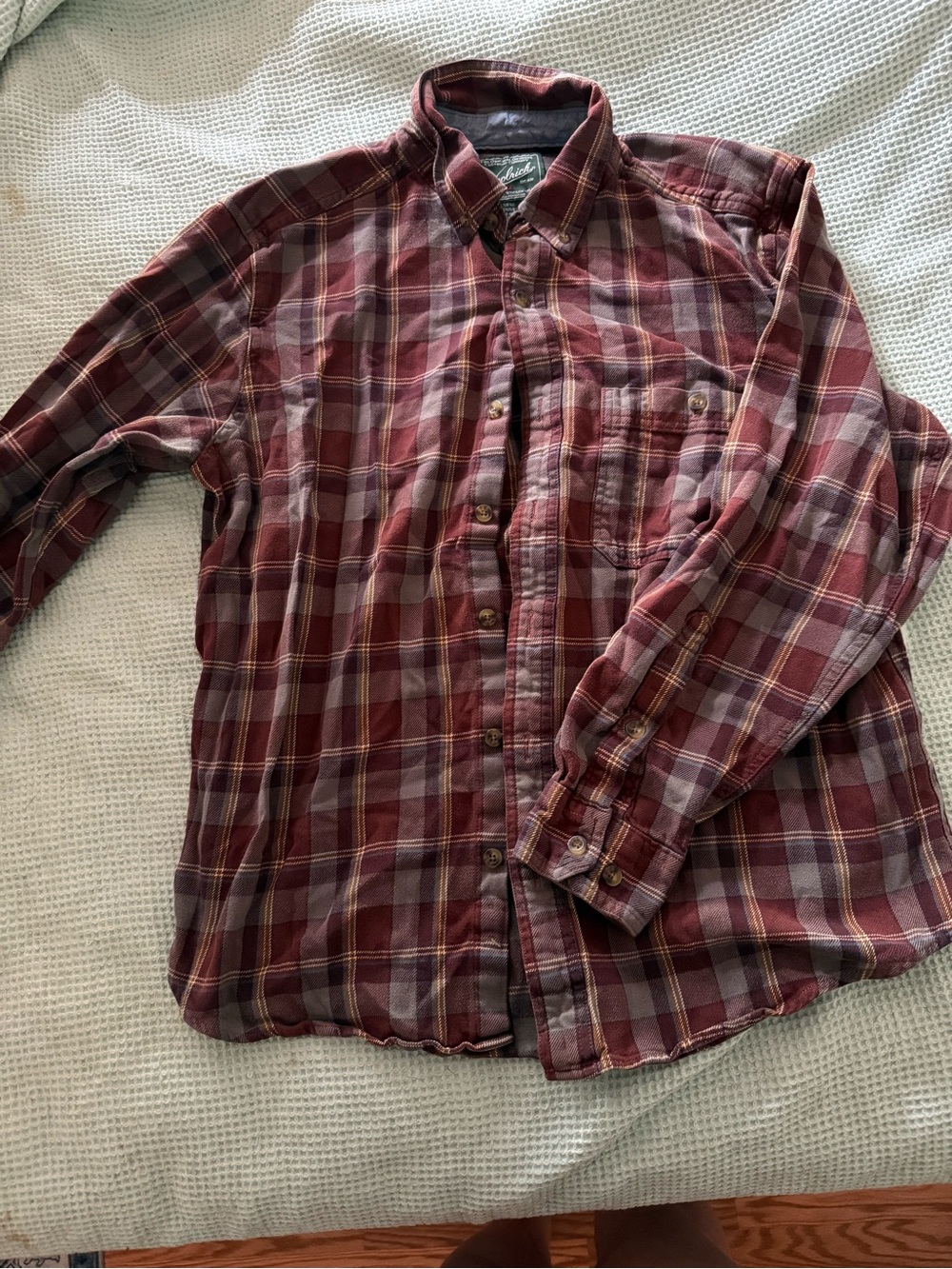 Woolrich Burgundy Plaid Long-Sleeve Button-Down Shirt